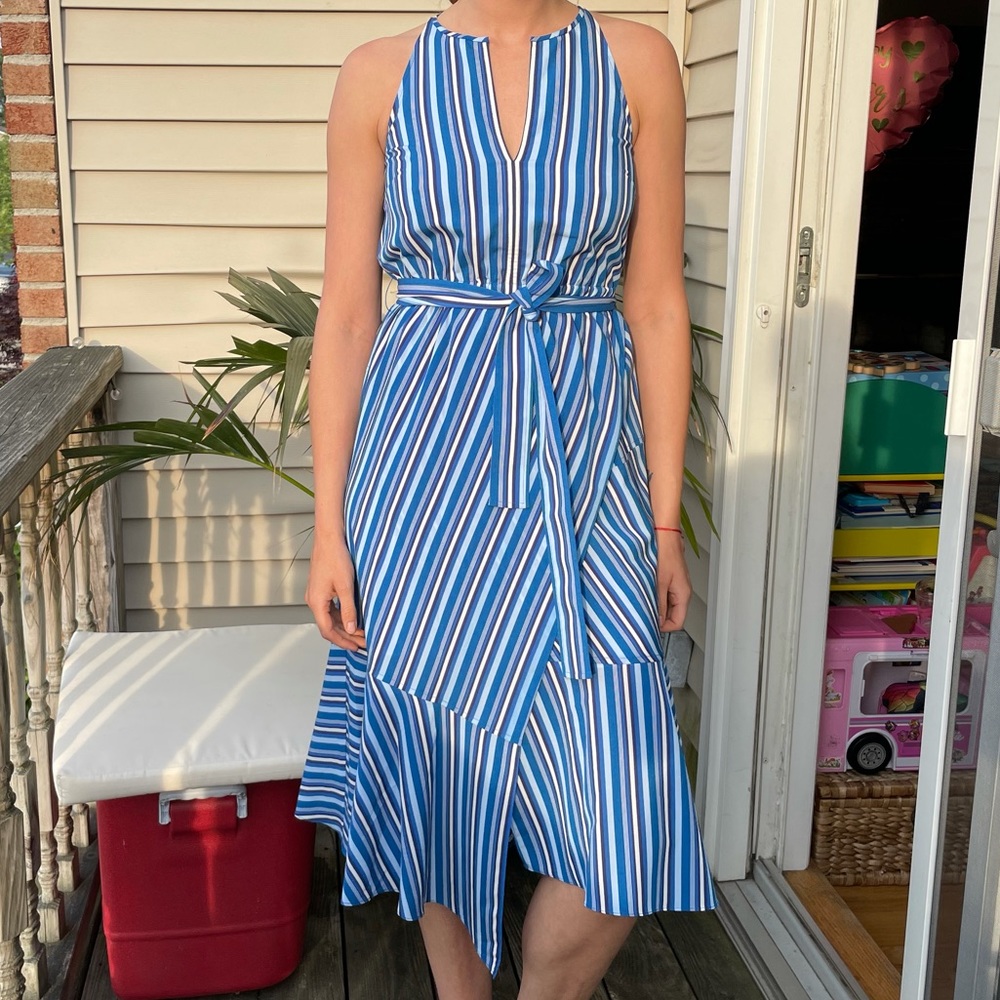 Derek Lam $399 asymmetrical striped dress NWT